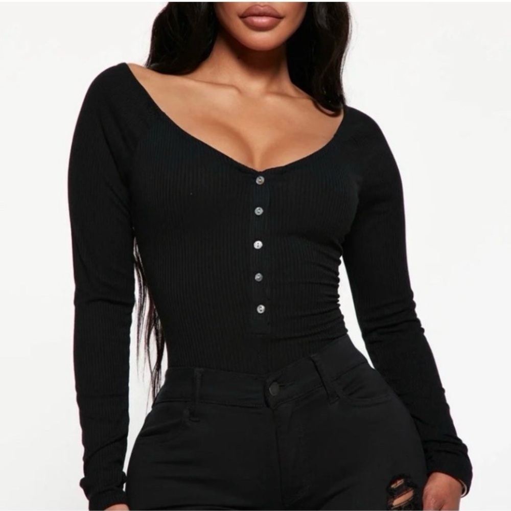FASHION NOVA Black Ribbed Bodysuit - Picture 6 of 10